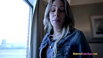 Stepmom Flaunts Her Ample Bosom And Gives A Blowjob - Nikki Brooks